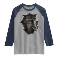 Cool Gorilla With Cigar Raglan Shirt Animal Lover Gift - Wonder Print Shop