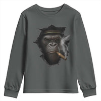 Cool Gorilla With Cigar Youth Sweatshirt Animal Lover Gift - Wonder Print Shop