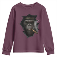 Cool Gorilla With Cigar Youth Sweatshirt Animal Lover Gift - Wonder Print Shop