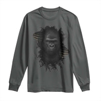 Angry Gorilla Face On Cracked Wall Long Sleeve Shirt Animal Lover Gift - Wonder Print Shop
