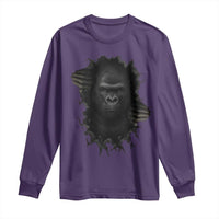 Angry Gorilla Face On Cracked Wall Long Sleeve Shirt Animal Lover Gift - Wonder Print Shop