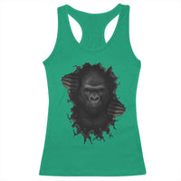 Angry Gorilla Face On Cracked Wall Racerback Tank Top Animal Lover Gift - Wonder Print Shop