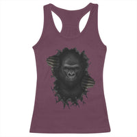 Angry Gorilla Face On Cracked Wall Racerback Tank Top Animal Lover Gift - Wonder Print Shop