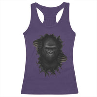 Angry Gorilla Face On Cracked Wall Racerback Tank Top Animal Lover Gift - Wonder Print Shop