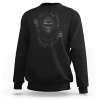 Angry Gorilla Face On Cracked Wall Sweatshirt Animal Lover Gift - Wonder Print Shop
