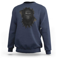 Angry Gorilla Face On Cracked Wall Sweatshirt Animal Lover Gift - Wonder Print Shop