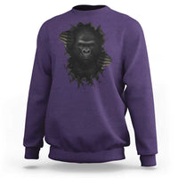 Angry Gorilla Face On Cracked Wall Sweatshirt Animal Lover Gift - Wonder Print Shop