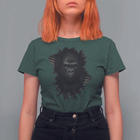 Angry Gorilla Face On Cracked Wall T Shirt For Women Animal Lover Gift - Wonder Print Shop
