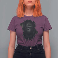 Angry Gorilla Face On Cracked Wall T Shirt For Women Animal Lover Gift - Wonder Print Shop