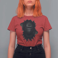 Angry Gorilla Face On Cracked Wall T Shirt For Women Animal Lover Gift - Wonder Print Shop