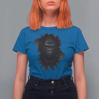 Angry Gorilla Face On Cracked Wall T Shirt For Women Animal Lover Gift - Wonder Print Shop
