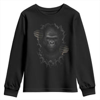 Angry Gorilla Face On Cracked Wall Youth Sweatshirt Animal Lover Gift - Wonder Print Shop