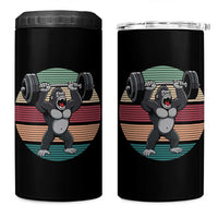Fitness Lover Gift 4 in 1 Can Cooler Tumbler Powerlifting Gorilla Strength