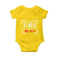 Funny Gorilla Humor Baby Onesie Not A Gorilla But I Can Beat Off A Hundred Men - Wonder Print Shop