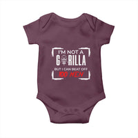 Funny Gorilla Humor Baby Onesie Not A Gorilla But I Can Beat Off A Hundred Men - Wonder Print Shop