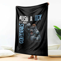 Just A Boy Who Loves Gorillas Throw Blanket Gorilla Lover Gift - Wonder Print Shop