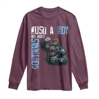 Just A Boy Who Loves Gorillas Long Sleeve Shirt Gorilla Lover Gift - Wonder Print Shop