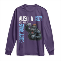 Just A Boy Who Loves Gorillas Long Sleeve Shirt Gorilla Lover Gift - Wonder Print Shop