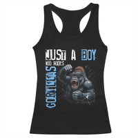 Just A Boy Who Loves Gorillas Racerback Tank Top Gorilla Lover Gift - Wonder Print Shop