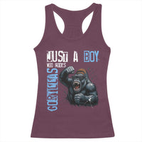 Just A Boy Who Loves Gorillas Racerback Tank Top Gorilla Lover Gift - Wonder Print Shop