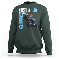 Just A Boy Who Loves Gorillas Sweatshirt Gorilla Lover Gift - Wonder Print Shop
