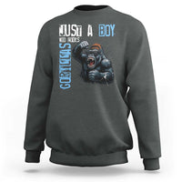 Just A Boy Who Loves Gorillas Sweatshirt Gorilla Lover Gift - Wonder Print Shop