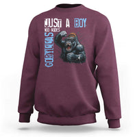 Just A Boy Who Loves Gorillas Sweatshirt Gorilla Lover Gift - Wonder Print Shop
