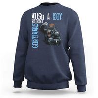 Just A Boy Who Loves Gorillas Sweatshirt Gorilla Lover Gift - Wonder Print Shop