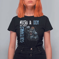 Just A Boy Who Loves Gorillas T Shirt For Women Gorilla Lover Gift - Wonder Print Shop