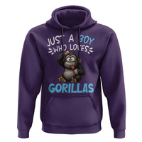 Funny Gorilla Lover Gift Hoodie Just A Boy Who Loves Gorillas - Wonder Print Shop