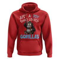 Funny Gorilla Lover Gift Hoodie Just A Boy Who Loves Gorillas - Wonder Print Shop