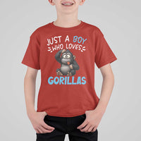 Funny Gorilla Lover Gift T Shirt For Kid Just A Boy Who Loves Gorillas - Wonder Print Shop