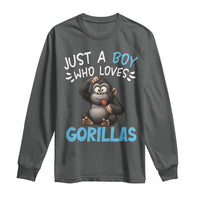 Funny Gorilla Lover Gift Long Sleeve Shirt Just A Boy Who Loves Gorillas - Wonder Print Shop