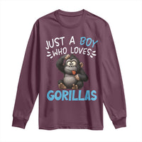 Funny Gorilla Lover Gift Long Sleeve Shirt Just A Boy Who Loves Gorillas - Wonder Print Shop