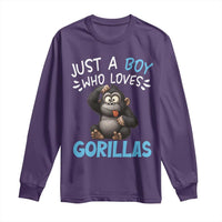 Funny Gorilla Lover Gift Long Sleeve Shirt Just A Boy Who Loves Gorillas - Wonder Print Shop