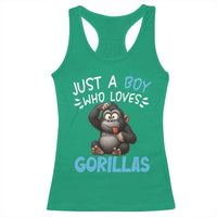 Funny Gorilla Lover Gift Racerback Tank Top Just A Boy Who Loves Gorillas - Wonder Print Shop