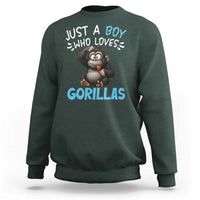 Funny Gorilla Lover Gift Sweatshirt Just A Boy Who Loves Gorillas - Wonder Print Shop