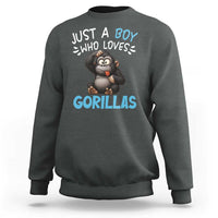 Funny Gorilla Lover Gift Sweatshirt Just A Boy Who Loves Gorillas - Wonder Print Shop