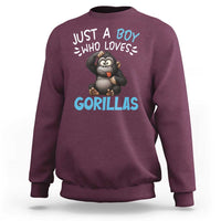 Funny Gorilla Lover Gift Sweatshirt Just A Boy Who Loves Gorillas - Wonder Print Shop