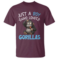 Funny Gorilla Lover Gift T Shirt Just A Boy Who Loves Gorillas - Wonder Print Shop