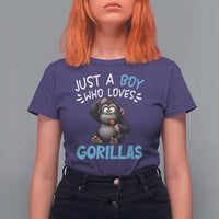 Funny Gorilla Lover Gift T Shirt For Women Just A Boy Who Loves Gorillas - Wonder Print Shop