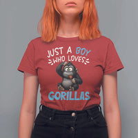 Funny Gorilla Lover Gift T Shirt For Women Just A Boy Who Loves Gorillas - Wonder Print Shop