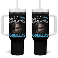 Funny Gorilla Lover Gift Tumbler With Handle Just A Boy Who Loves Gorillas