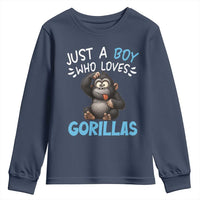 Funny Gorilla Lover Gift Youth Sweatshirt Just A Boy Who Loves Gorillas - Wonder Print Shop