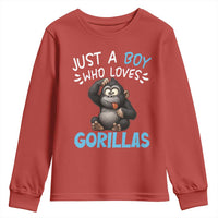 Funny Gorilla Lover Gift Youth Sweatshirt Just A Boy Who Loves Gorillas - Wonder Print Shop