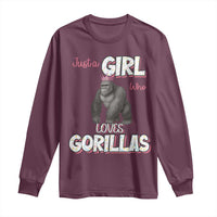 Gorilla Lover Gift Long Sleeve Shirt Just A Girl Who Loves Gorillas - Wonder Print Shop