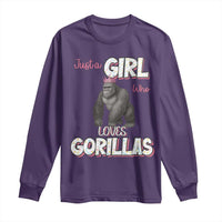 Gorilla Lover Gift Long Sleeve Shirt Just A Girl Who Loves Gorillas - Wonder Print Shop