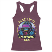 VR Gamer Gorilla Racerback Tank Top I’d Rather Be Playing Tag Gift - Wonder Print Shop