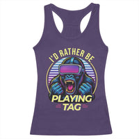 VR Gamer Gorilla Racerback Tank Top I’d Rather Be Playing Tag Gift - Wonder Print Shop