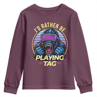 VR Gamer Gorilla Youth Sweatshirt I’d Rather Be Playing Tag Gift - Wonder Print Shop